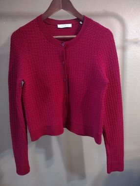 Sandro Women's Textured Waffled Cardigan - Deep Red